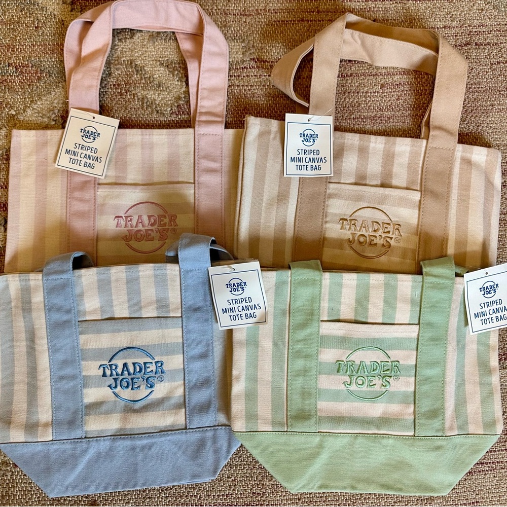 Striped Mini Canvas Tote Bags